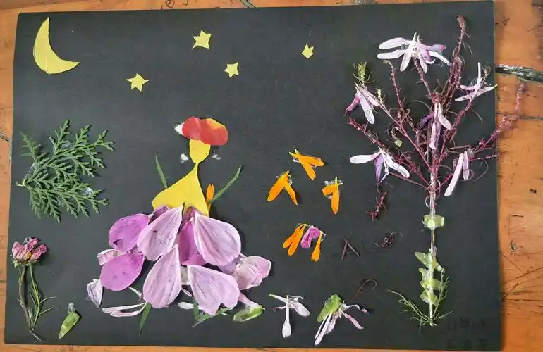 "神奇的树叶"学前教育专业学生手工制作之树叶粘贴画