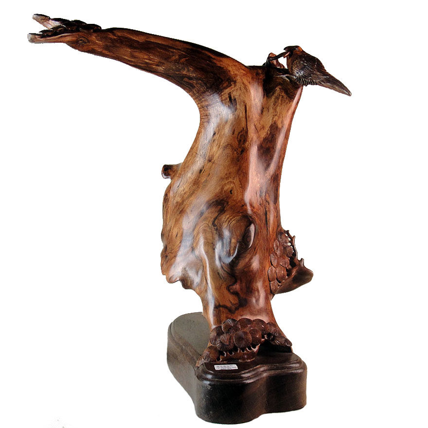 【即拍即得】黄花梨双鸟笔挂 木檀世家松树爱情鸟木雕摆件