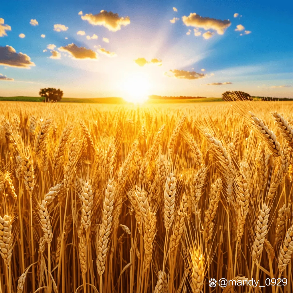 麦浪滚滚,丰收的喜悦尽在这片金色麦田.