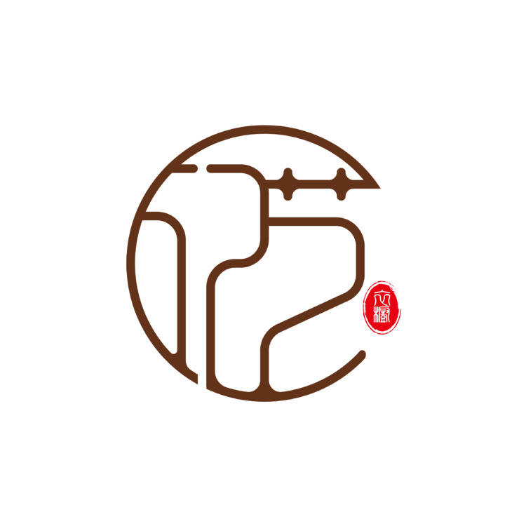 记艺服装logo设计-中国风圆形边框字体-狂人设计