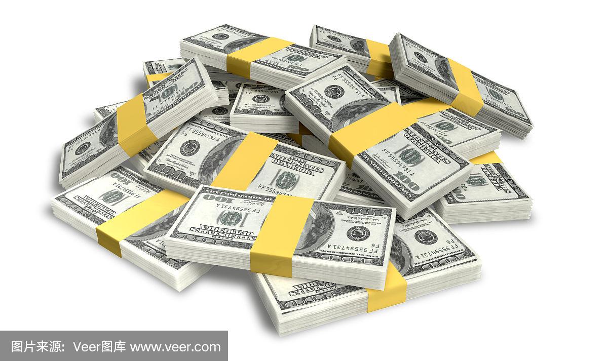 美元纸币散落成堆