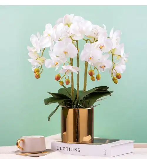 手感蝴蝶兰假花仿真花客厅摆设电视柜餐桌轻奢摆件样板房装饰花艺主图