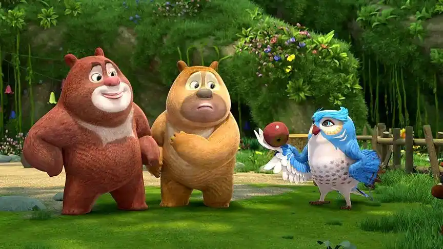 熊熊乐园 老师发给熊二一个苹果 教他要学会分享