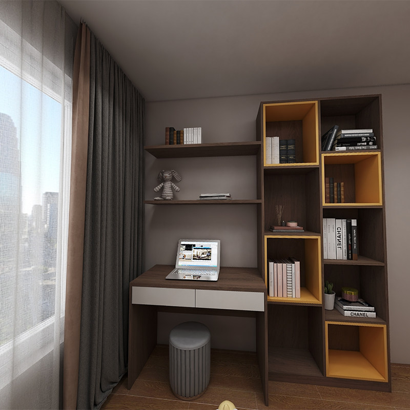 定制现代简约电脑桌书桌书架组合学习书柜一体式写字台定制书柜