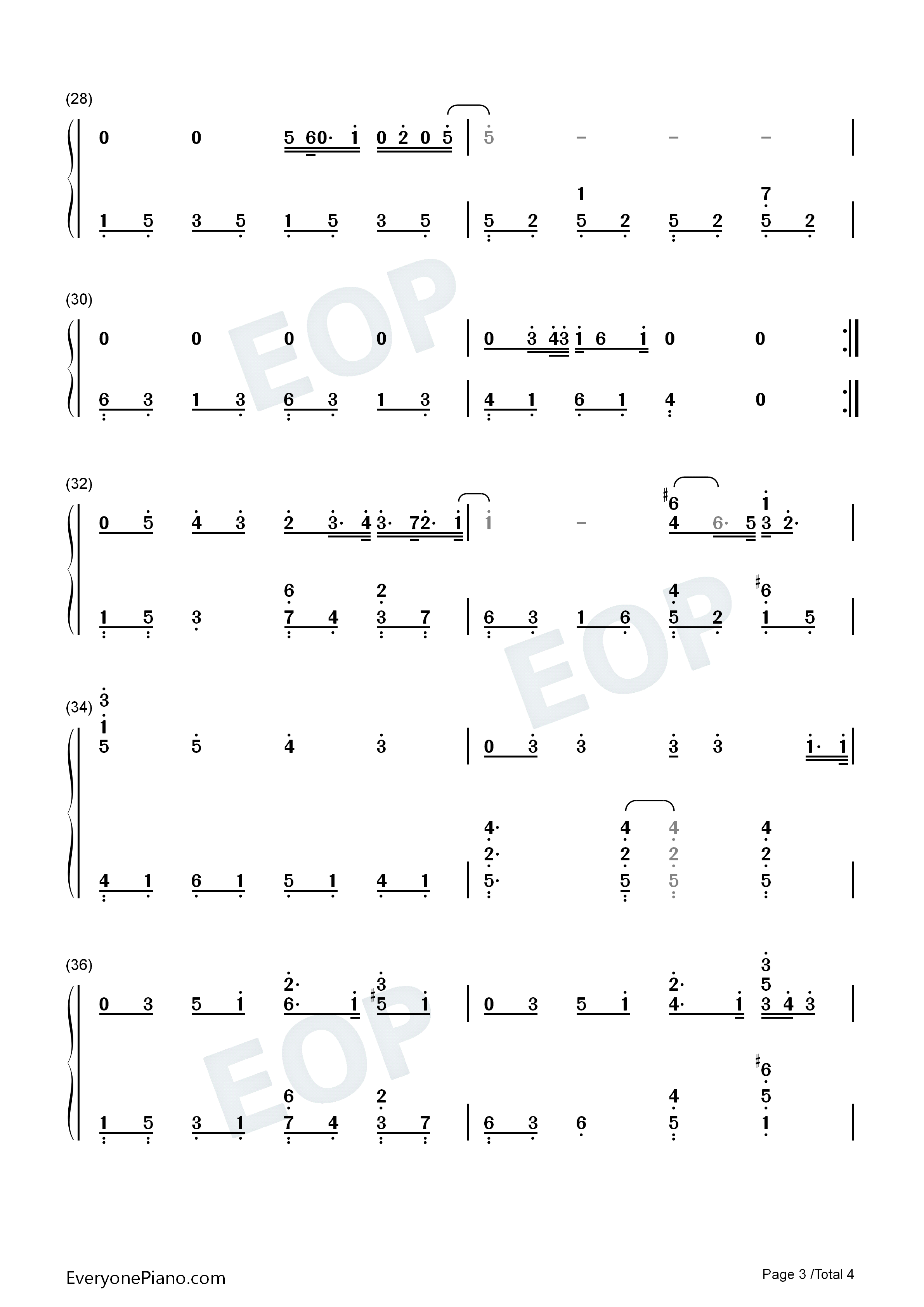 大笨钟周杰伦双手简谱预览3