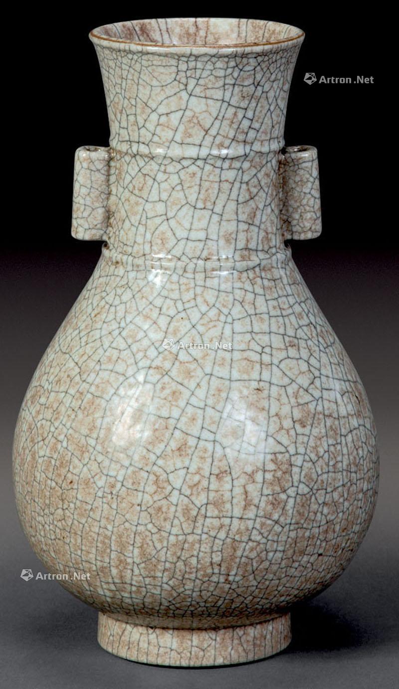 【清 仿哥釉贯耳瓶】拍卖品_图片_价格_鉴赏_清代单色釉瓷器_雅昌艺术