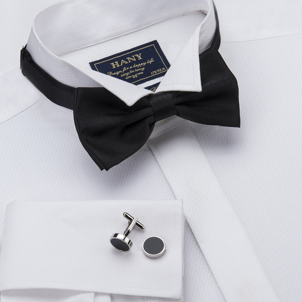 秋装男士新郎结婚礼服衬衫男燕子领宴会衬衣商务法式长袖领结衬衫