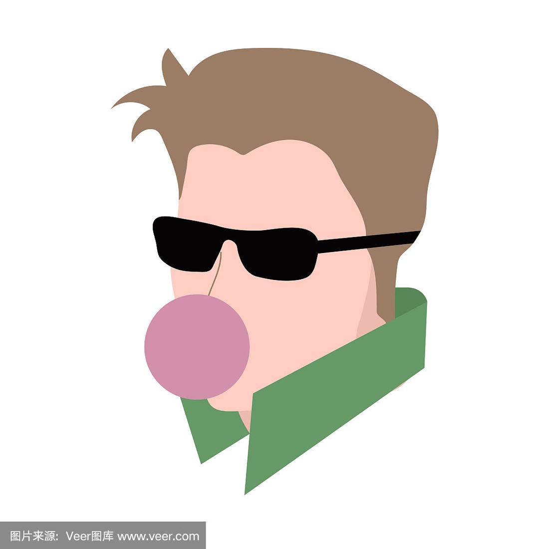 男人一边嚼口香糖一边吹泡泡