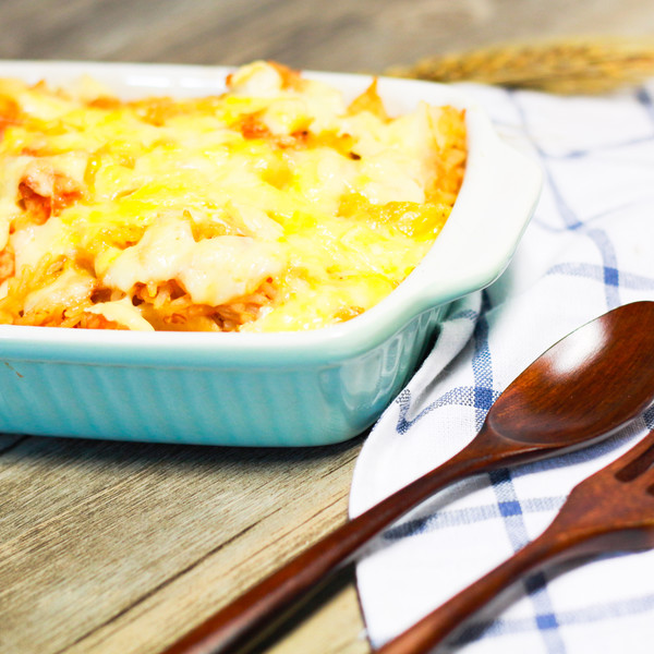 鲜虾培根芝士焗饭