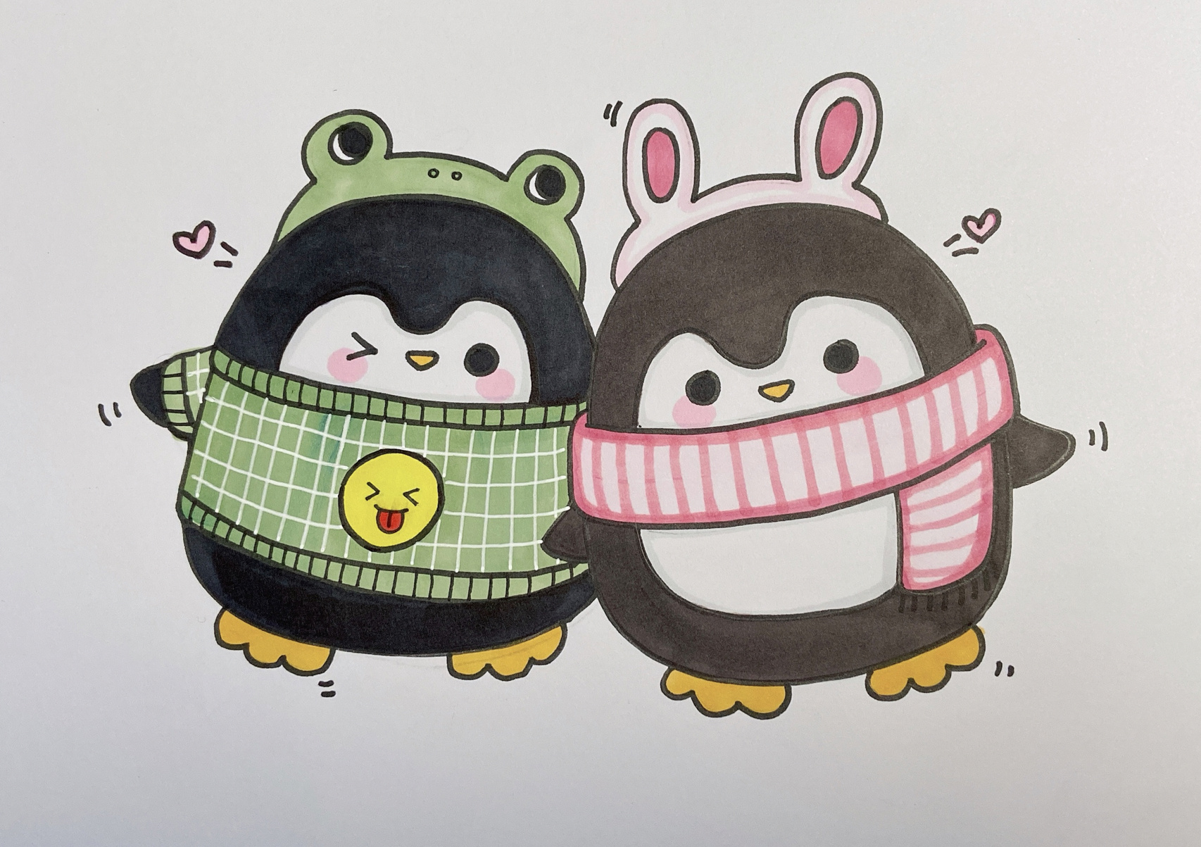 超萌小企鹅儿童画 简笔画卡通企鹅马克笔