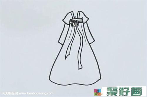 儿童简笔画古代女衣服