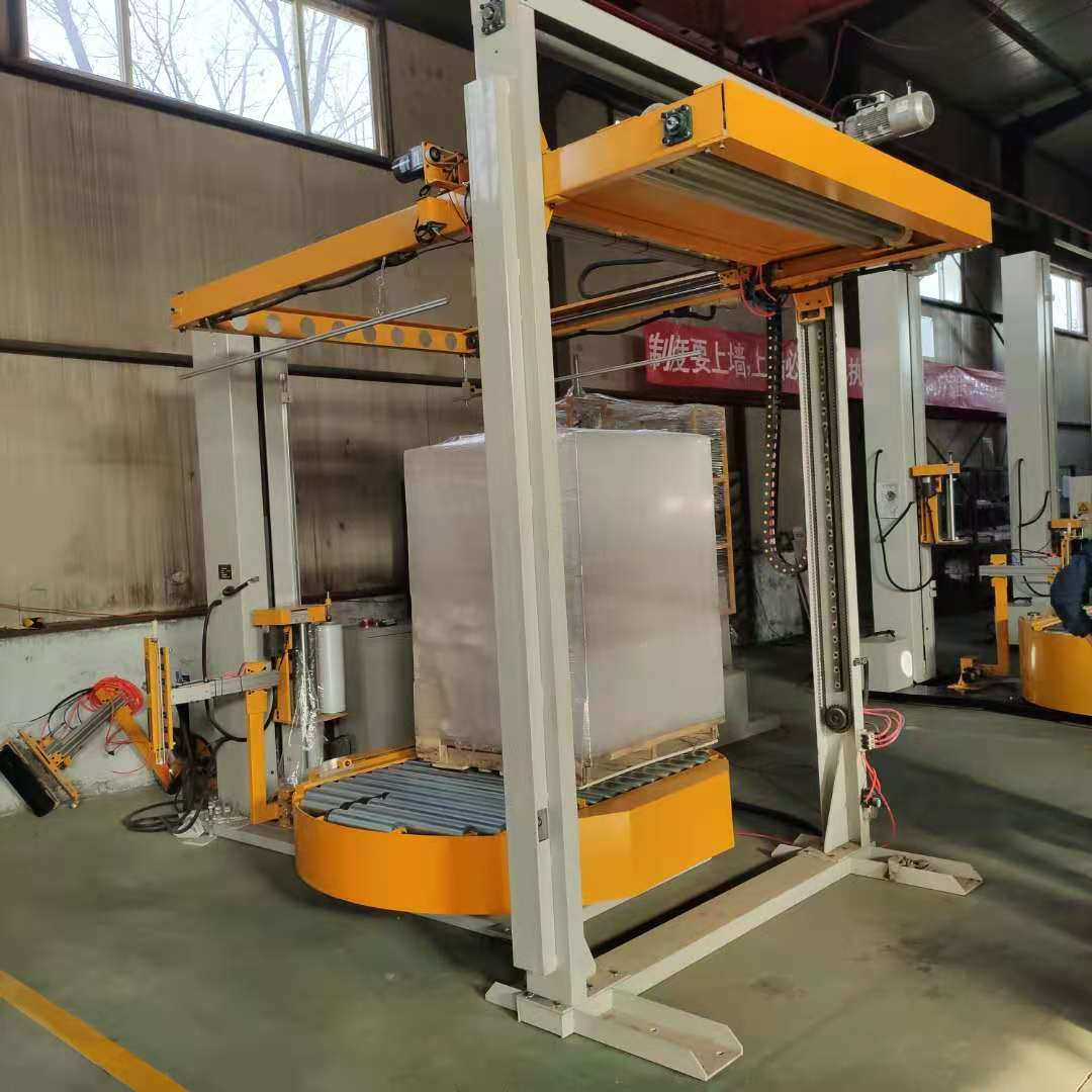 覆顶全自动缠绕机托盘缠绕膜打包机全自动纸箱托盘拉伸膜缠绕机