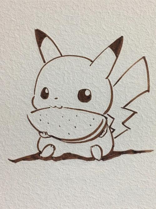 筷子夹皮卡丘幼儿简笔画