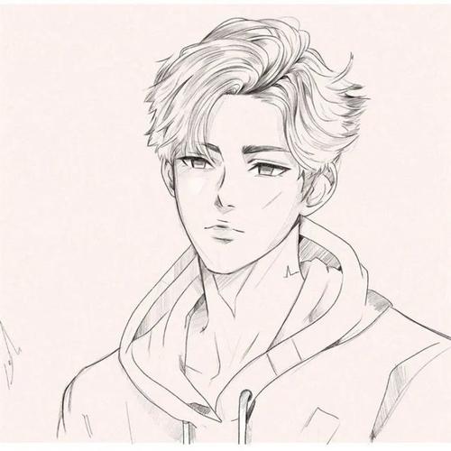 铅笔画简笔画图片一组帅气十足的小哥哥动漫线稿帅哦动漫人物儿童简笔