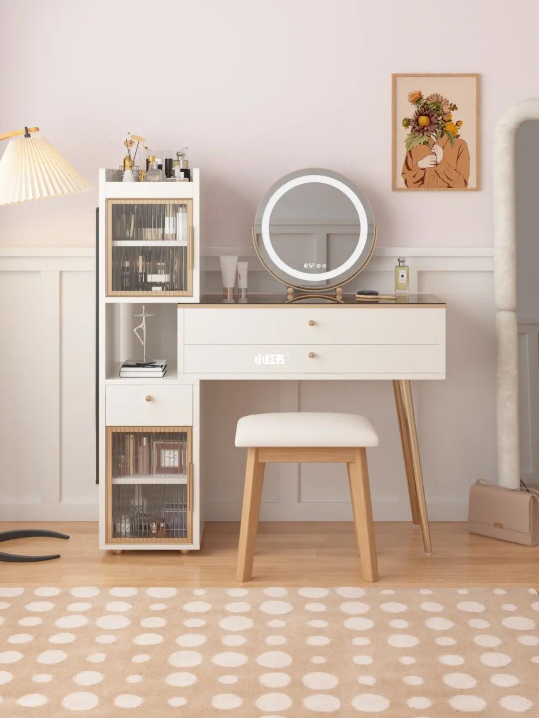 这款奶乎乎的梳妆台真的get我拉
