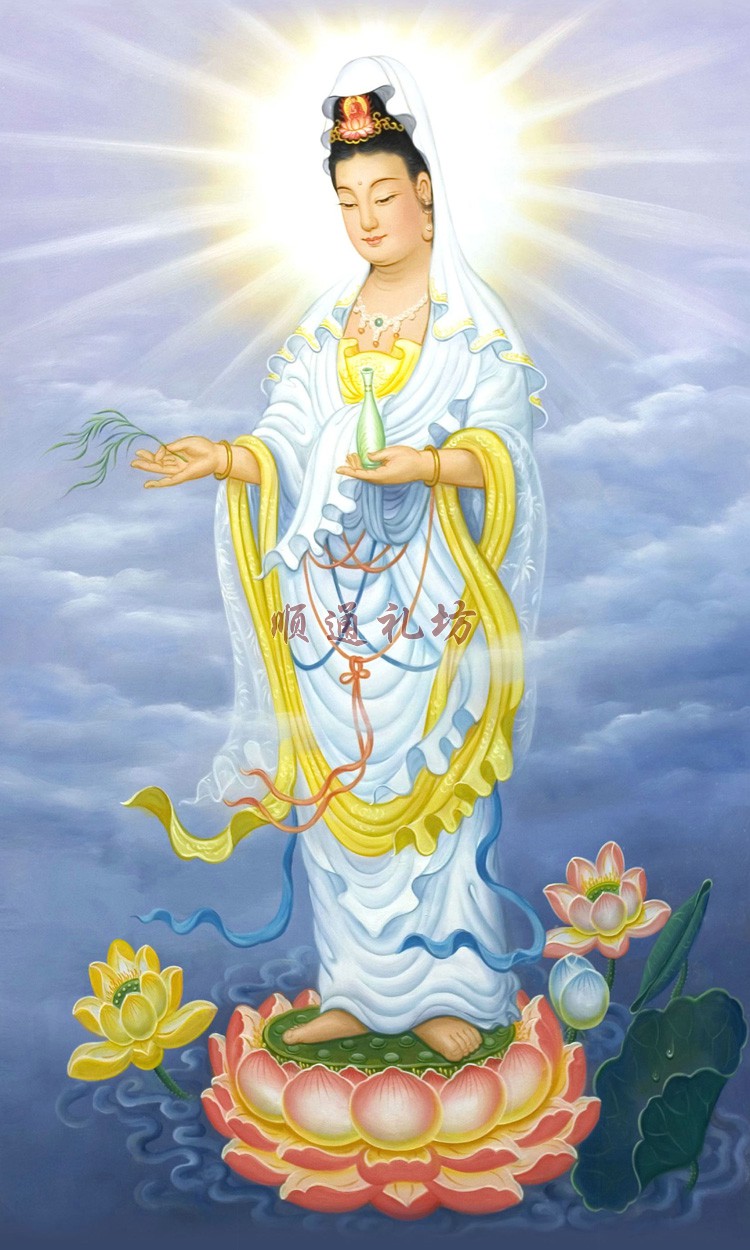 顺通礼坊礼品丝绸画南海观音观音菩萨佛像画像供奉画客厅中堂挂画款式