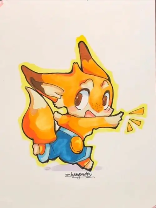 视觉传达设计考研小素材小狐狸绘画步骤1 起型2整体铺色3丰富细节4 勾