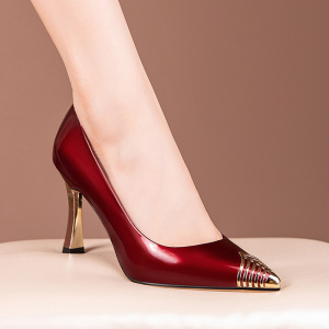 卓诗尼红色高跟鞋设计感小众法式2022新款春秋百搭尖头性感名媛浅