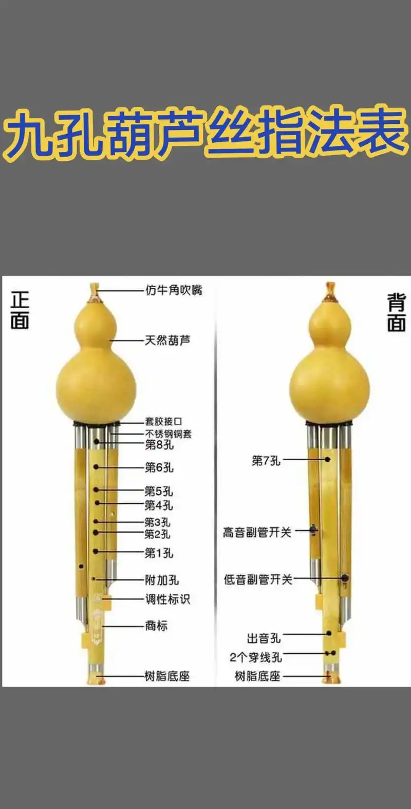九孔葫芦丝指法表和示意图 - 抖音