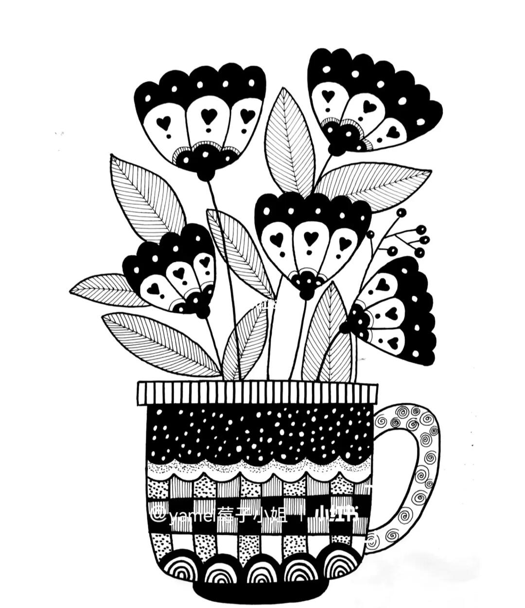 薯队长  #线描装饰画  #儿童线描 #少儿线描 #简单线描 #植物线描