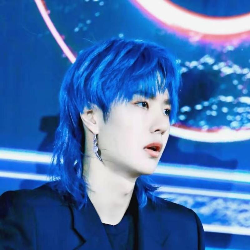 套韩版王一博同款男假发潮流蓬松假头套雾霾蓝送发网夹子假发>800_800