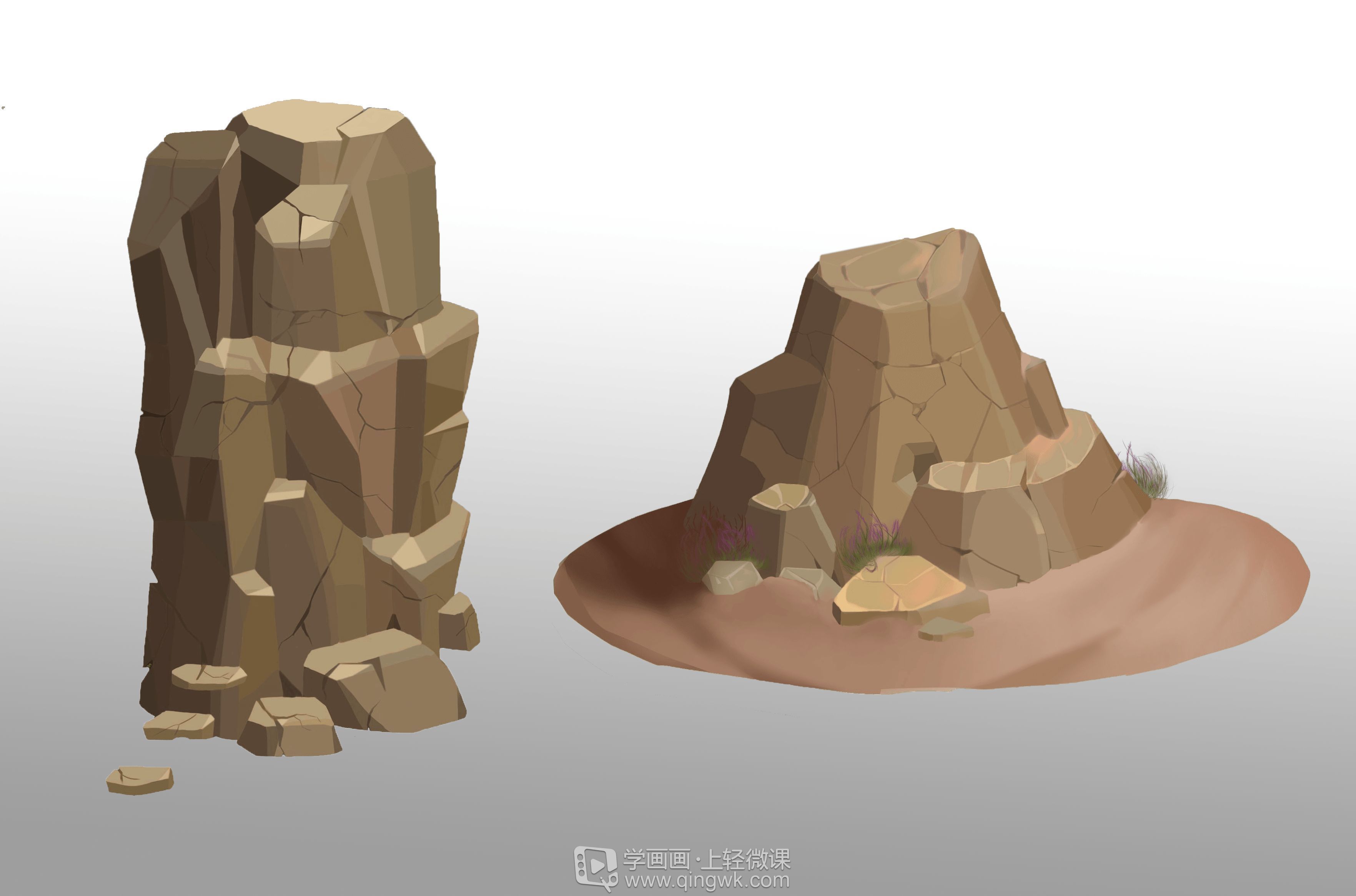 游戏原画设计课程之怎么画石头质感