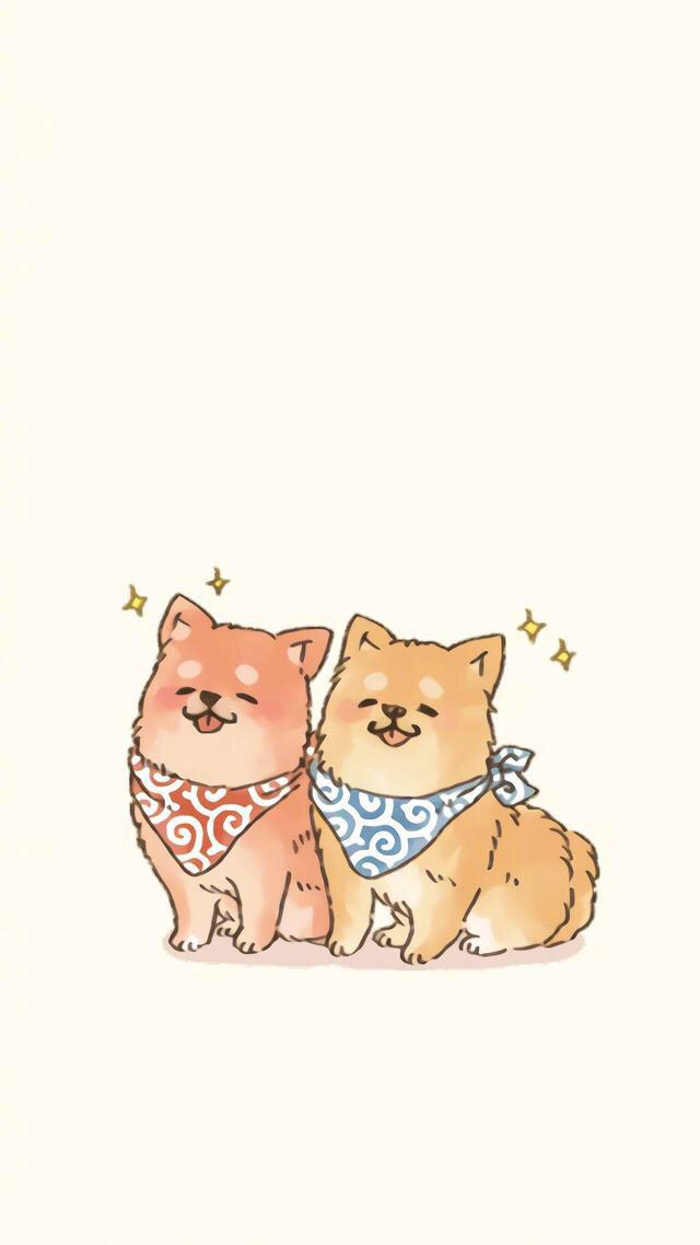 宠物插画——蠢萌蠢萌的小狗狗,一起吃狗粮啊!