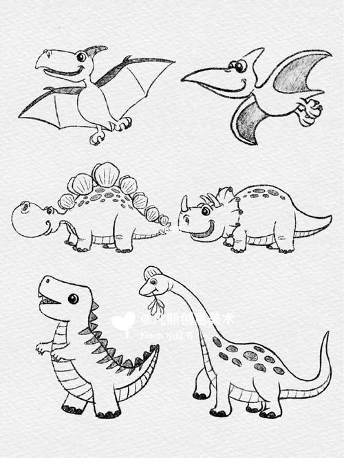 儿童简笔画 萌萌的小恐龙04 恐龙线描画简笔画恐龙小恐龙凡熙