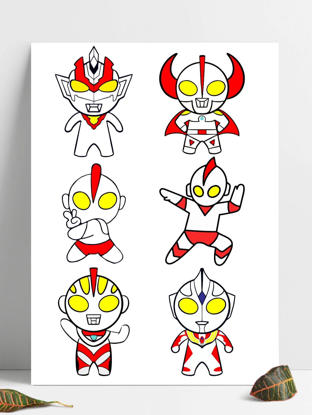 可爱的简笔画素材,奥特曼贴图,快点打印出来,给你家宝贝涂色吧!