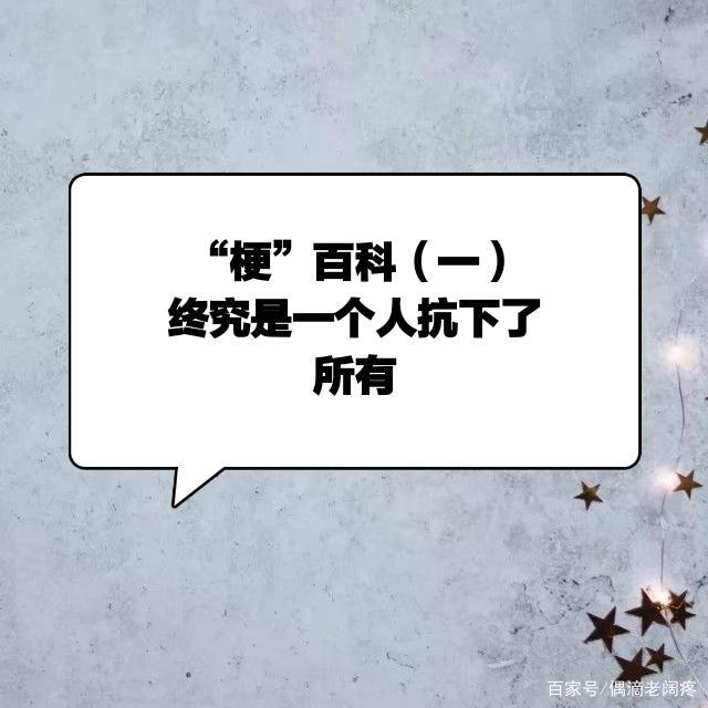 "梗"百科第一期:终究是一个人抗下所有