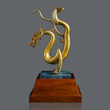 纯黄铜龙摆件岁月金龙工艺品 办公桌装饰品家居创意礼品青龙摆件家居