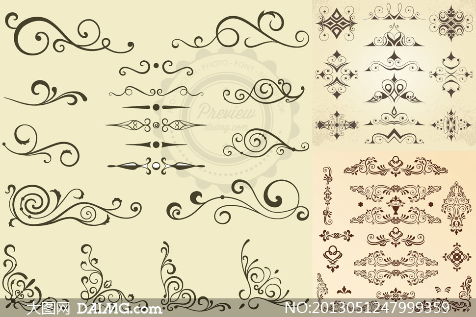 装饰适用花纹花边图案主题矢量素材 - 大图网设计素材下载