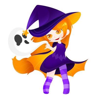 原创小女巫抓着幽灵万圣节