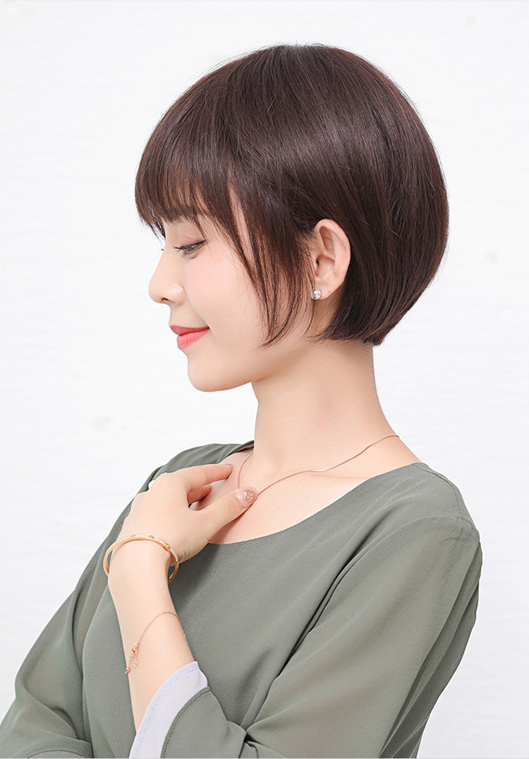 假发女短发波波bobo头短直发自然修脸女式真发混发整顶发套