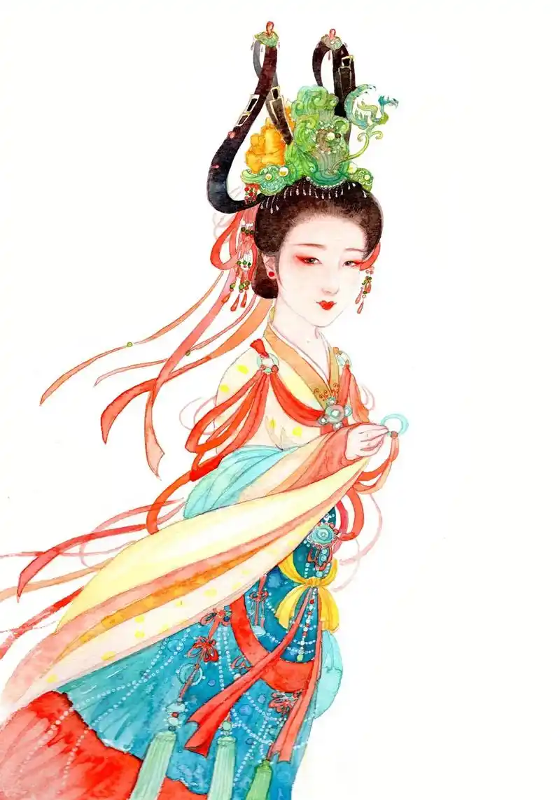 敦煌.#古风人物绘画 #纯手绘 #国风插画 #手绘 #国风古 - 抖音