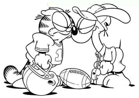 斗气的加菲猫与欧迪简笔画图片