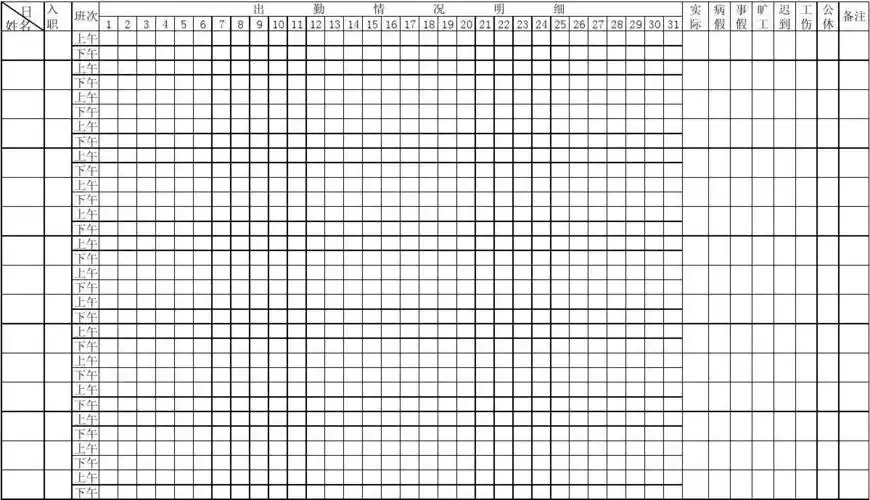 文档下载 所有分类 表格/模板 表格类模板 > 出勤表 签到表 横版出勤