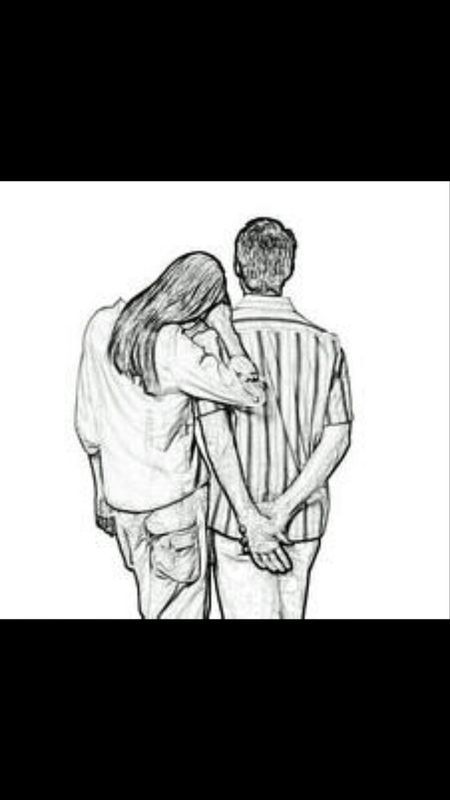求素描爸爸妈妈的背影,要站着的.万分感谢!
