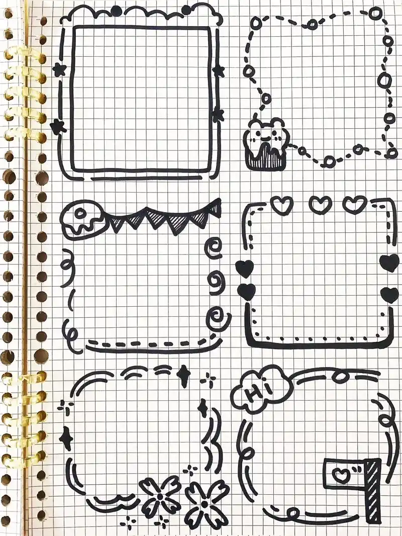 手帐边框素材|可爱简笔画.#手帐日常 #手帐排版 #简笔画  - 抖音