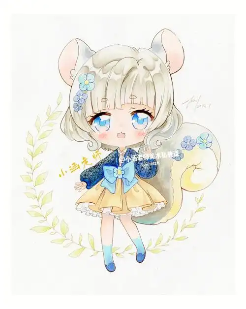 动漫正面人物q版女孩马克笔动漫临摹附线稿