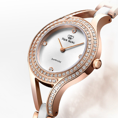 天王表女士手表正品间陶瓷带石英表镶钻时尚腕表2020新品31048