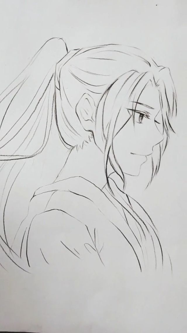 来学画带有一丝邪气的古风美男侧脸吧
