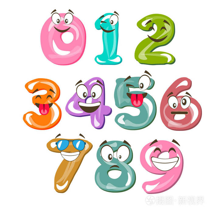 可爱的卡通数字