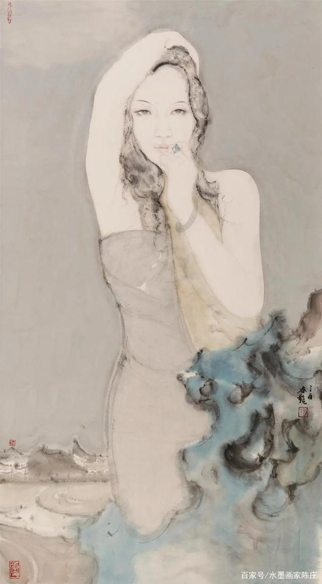 当代水墨人物画,气息生动,笔墨有韵,画面时空错落,是笔墨当随时代的新