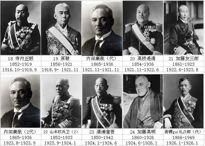 日本历届首相画像组图
