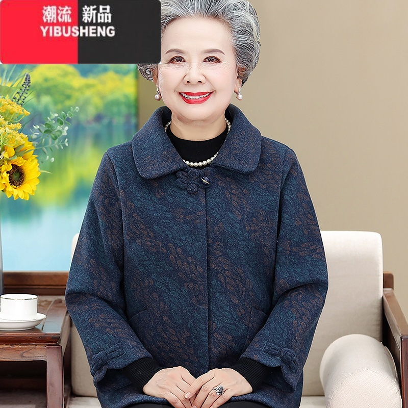yibusheng中老年人秋装外套女奶奶冬装妈妈宽松上衣服70岁80老人老