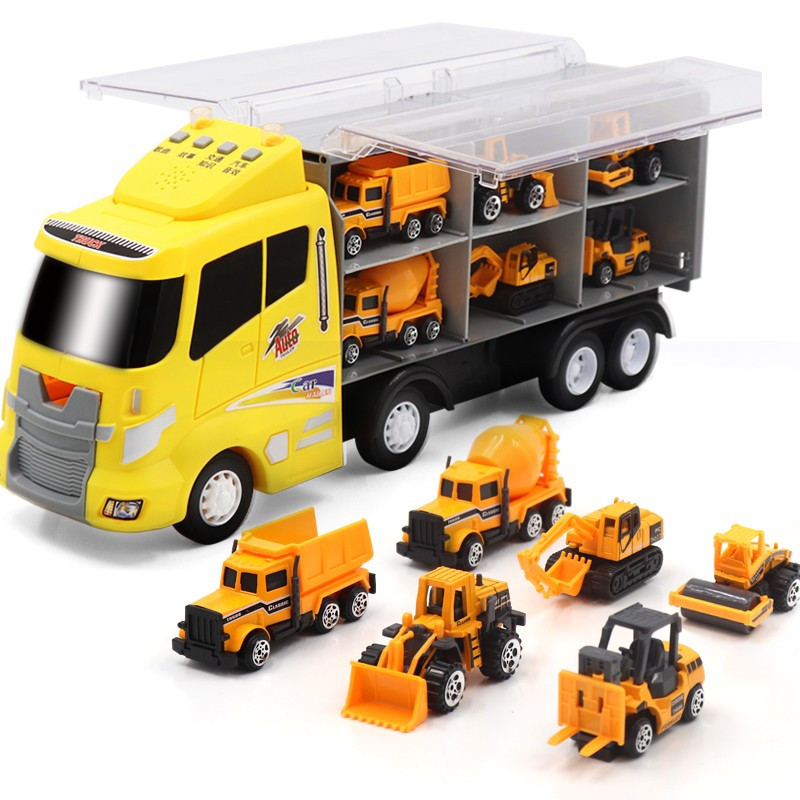 儿童玩具车男孩合金车警车工程车收纳车套装音乐故事益智玩具消防警卡