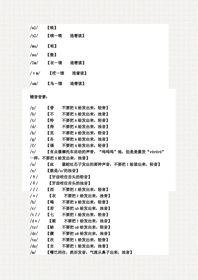 英语48个音标中文谐音读法大全.docx 4页