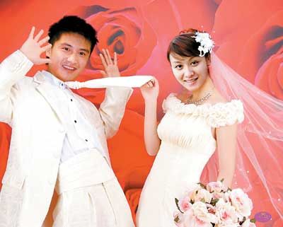 田亮 叶一茜甜蜜婚纱照