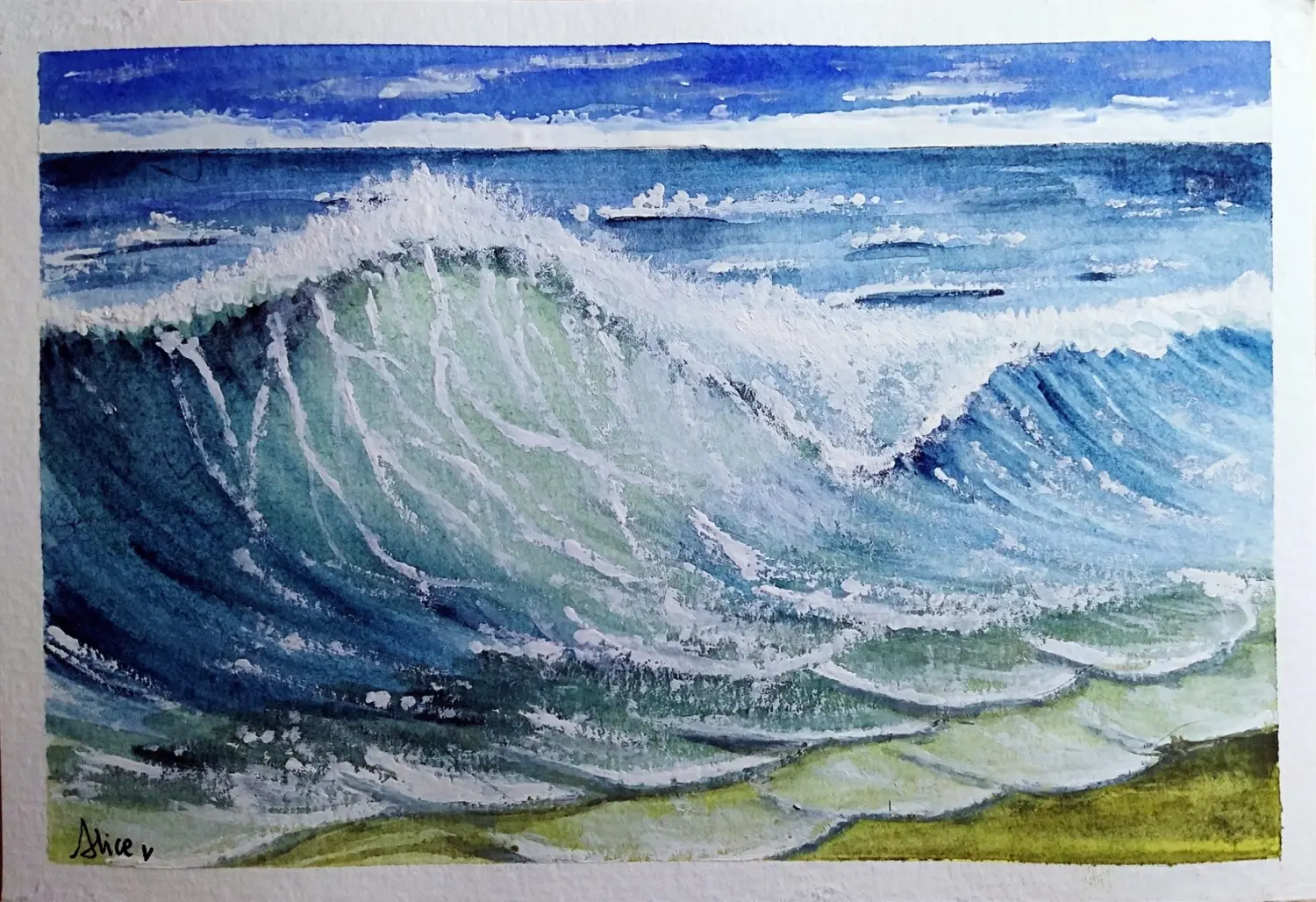 【水彩手绘】大海·浪花→含过程 - 简书